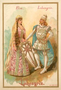 Elsa y Lohengrin, de la ópera Lohengrin de Richard Wagner de French School